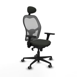 PIQUERAS Y CRESPO Silla de oficina Jorquera con mecanismo Sincro, Tela Negra y Malla Gris