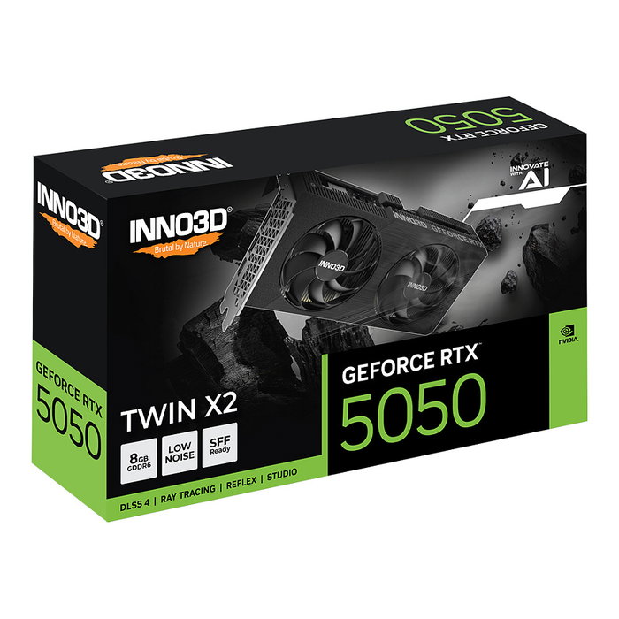 Inno3D GeForce RTX 5050 Twin X2 8GB GDDR6 128-bit Tarjeta Gráfica, PCIe 5.0, 7680 x 4320 Pixeles, 2 Ventiladores