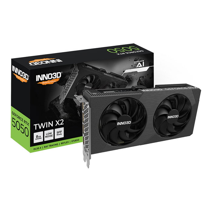 Inno3D GeForce RTX 5050 Twin X2 8GB GDDR6 128-bit Tarjeta Gráfica, PCIe 5.0, 7680 x 4320 Pixeles, 2 Ventiladores