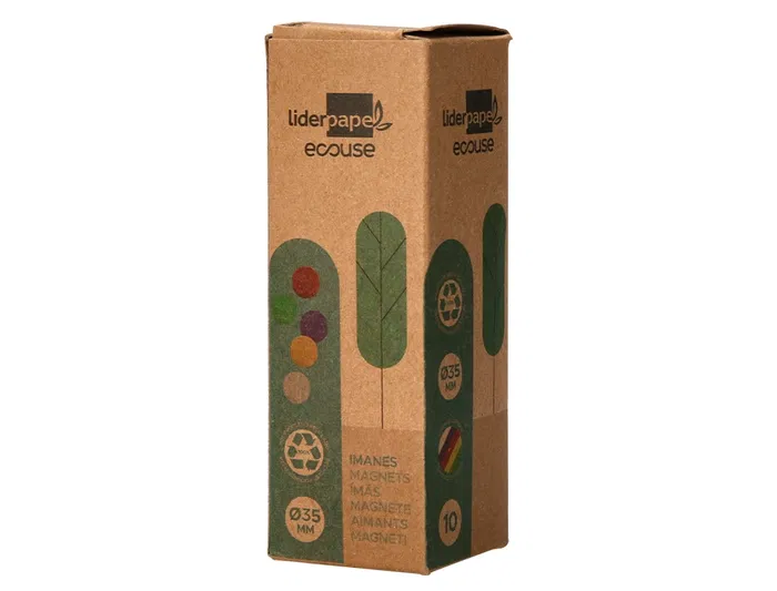 Liderpapel Imanes Ecouse PP Reciclado para Pizarra Magnética, 35 mm, Caja de 10 Unidades