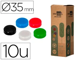 Liderpapel Imanes Ecouse PP Reciclado para Pizarra Magnética, 35 mm, Caja de 10 Unidades