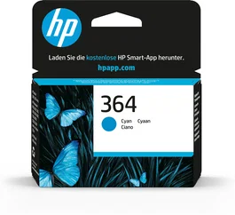 HP Cartucho de tinta original 364 cian, rendimiento estándar, 300 páginas