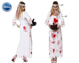 Atosa Disfraz Novia Sangrienta Mujer Adulto Zombie Blanco XS-S
