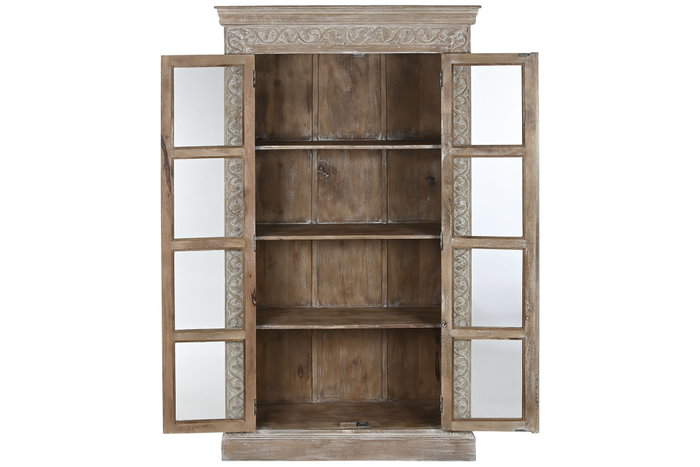DKD Home Decor Vitrina Item Home Blanco 44 x 210 x 120 cm Mango Tallado a Mano Estilo Decape