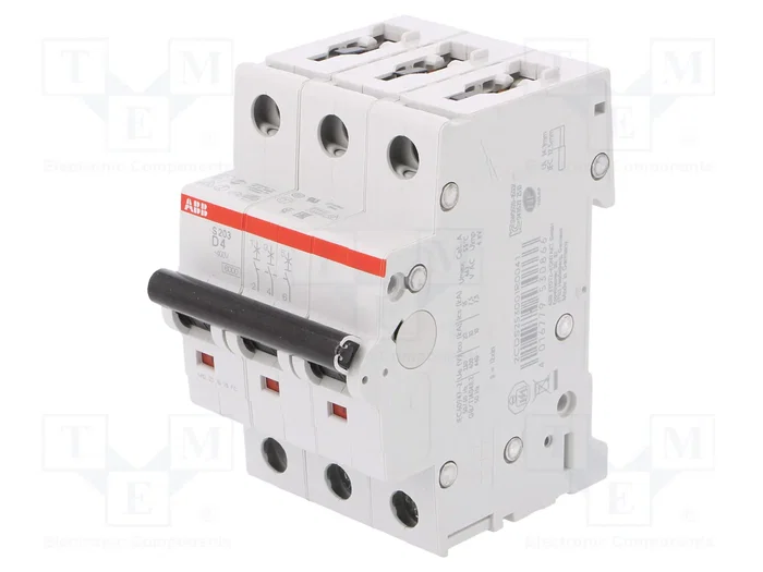 ABB S200 Interruptor magnetotérmico 3 polos 4A 6kA ABB S200 Interruptor magnetotérmico 3 polos 4A 6kA