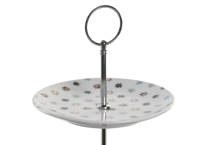 DKD Home Decor Frutero de 3 Pisos Multicolor en Porcelana y Metal DKD Home Decor Frutero de 3 Pisos Multicolor en Porcelana y Metal
