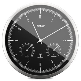 Mebus 19777 Reloj de pared controlado por radio con termómetro e higrómetro