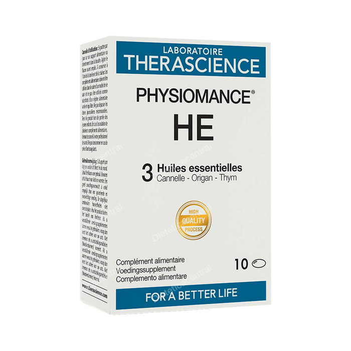 Therascience Physiomance He Cápsulas - Pack de 10 Cápsulas con Aceites Esenciales de Canela, Orégano y Tomillo Ecológicos - Complemento Alimenticio Therascience Physiomance He Cápsulas - Pack de 10 Cápsulas con Aceites Esenciales de Canela, Orégano y Tomillo Ecológicos - Complemento Alimenticio