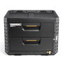 Toughbuilt Stacktech - Caja de Herramientas con 2 Cajones, Cierre para Candado, Sistema Autoalienable y Encajable, 53 x 40.5 x 39.5 cm, Negro, Incluye Separadores