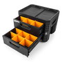 Toughbuilt Stacktech - Caja de Herramientas con 2 Cajones, Cierre para Candado, Sistema Autoalienable y Encajable, 53 x 40.5 x 39.5 cm, Negro, Incluye Separadores