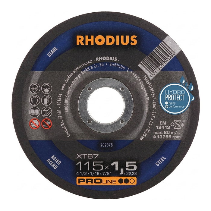 Rhodius Schleifwerkzeuge RHOD XT 67 115x1,5x22,23 Trennscheibe Pro azul Rhodius Schleifwerkzeuge RHOD XT 67 115x1,5x22,23 Trennscheibe Pro azul
