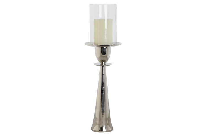 DKD Home Decor Portavelas de Aluminio y Cristal Cromado