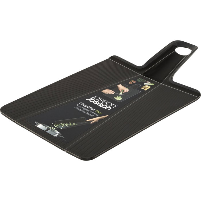 Joseph Joseph Chop2Pot Plus Regular Negro, Tabla de cortar plegable con mango suave