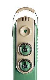 Ariete 838/14 Radiador de Aceite de 9 Elementos, Vintage Verde, Calefactor Eléctrico Estilo Años 50, 3 Niveles de Potencia, Ruedas 360º