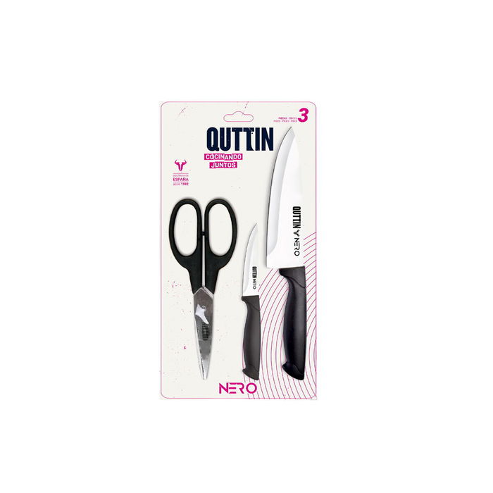 Set de Cuchillos Quttin Nero Negro 3 Piezas (12 Unidades)