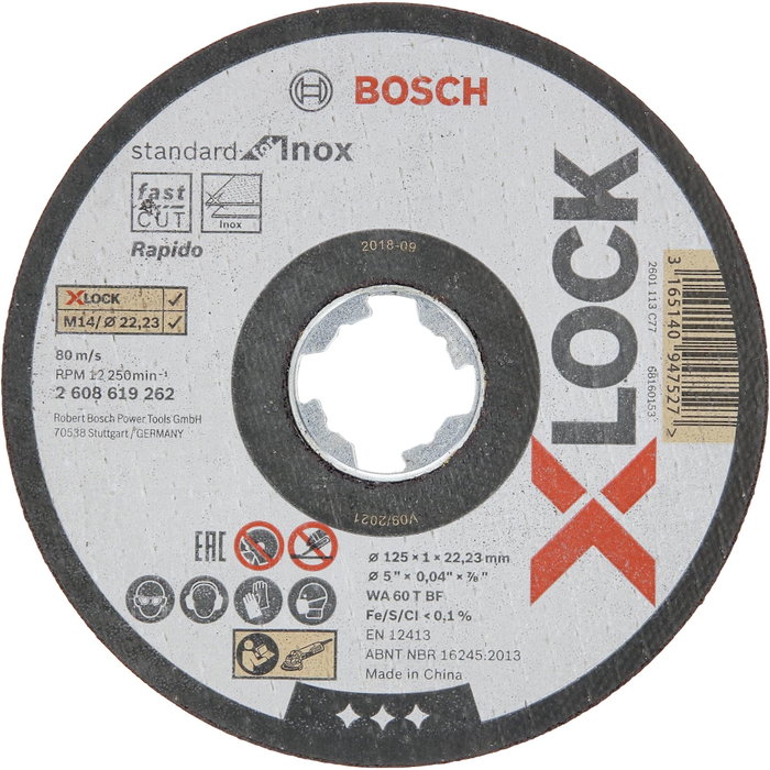Bosch X-LOCK Discos de Corte Standard para Inox 125mm 1mm (Pack de 10)