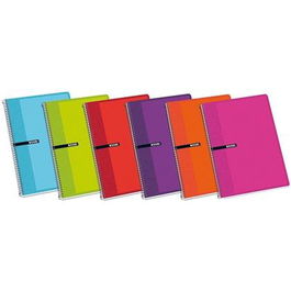 Enri Cuaderno Espiral 80 Hojas 1-4 60gr 4x4mm Con Margen Tapas Duras Color Surtido Set 5 Unidades (Set de 5)