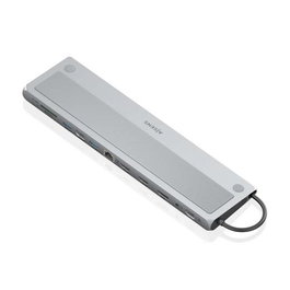 Aisens Dock Station USB-C Dock 12 en 1, 2xHDMI, DisplayPort, RJ45, 3xUSB-A, USB-C PD 100W, Lector SD/Micro SD, Audio, Gris