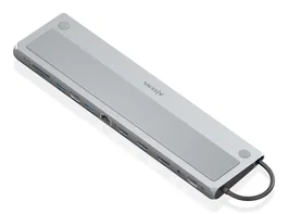 AISENS - USB-C DOCK 12 EN 1, USB-C A 2xHDMI, 1xDISPLAYPORT, 1xRJ45, 3xUSB-A, 1xUSB-C, 1xUSB-C PD, 1xSD, 1xMICRO SD, 1xAudio, GRIS, 30CM