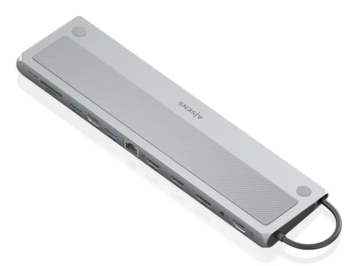 Aisens USB-C Dock 12 en 1 Gris ASUC-12P020-GR con 2xHDMI, DP, RJ45 y PD 100W