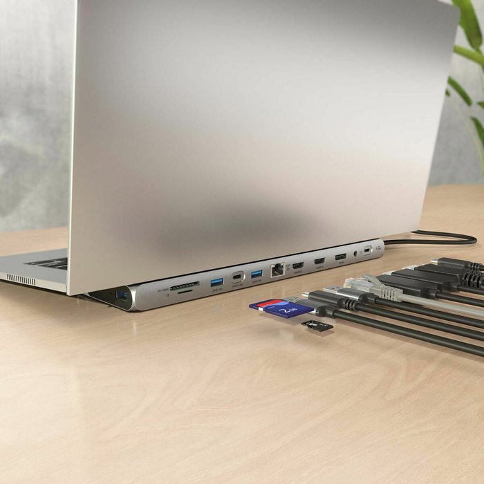 Aisens USB-C Dock 12 en 1 Gris ASUC-12P020-GR con 2xHDMI, DP, RJ45 y PD 100W