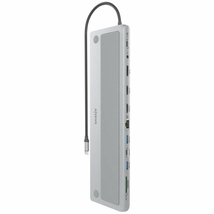 Aisens USB-C Dock 12 en 1 Gris ASUC-12P020-GR con 2xHDMI, DP, RJ45 y PD 100W