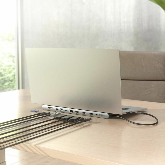 Aisens USB-C Dock 12 en 1 Gris ASUC-12P020-GR con 2xHDMI, DP, RJ45 y PD 100W