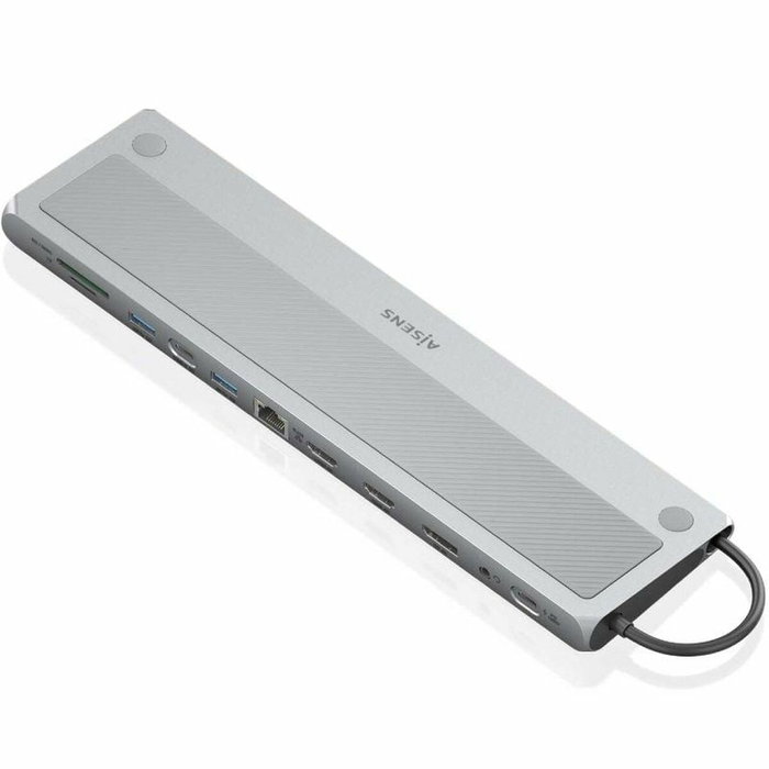 Aisens USB-C Dock 12 en 1 Gris ASUC-12P020-GR con 2xHDMI, DP, RJ45 y PD 100W