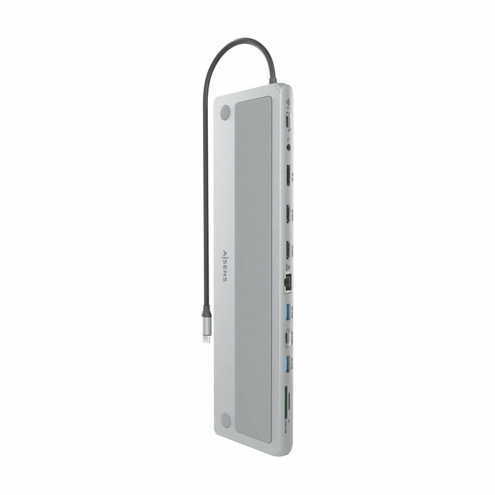 Aisens USB-C Dock 12 en 1 Gris ASUC-12P020-GR con 2xHDMI, DP, RJ45 y PD 100W