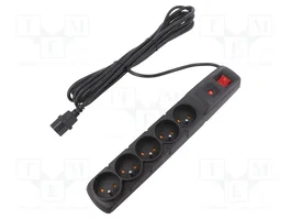 HSK DATA Regleta de alimentación ACAR F5 IEC con 5 tomas y cable de 5m