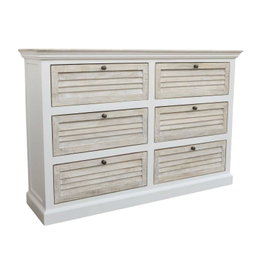 DKD Home Decor Comoda Romantico 6 Cajones Blanco Natural 150x40x100 cm