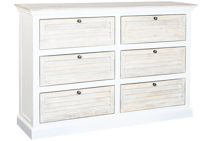 DKD Home Decor Comoda Romantico 6 Cajones Blanco Natural 150x40x100 cm