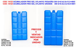 Atlantic Acumulador Frío Gel Grande 400 g