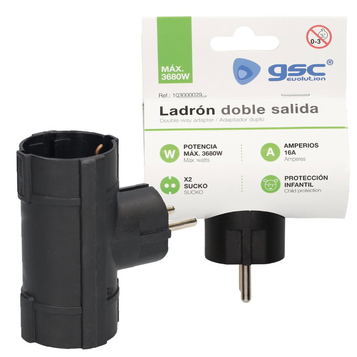 GSC Evolution Ladrón doble salida Negro GSC Evolution Ladrón doble salida Negro