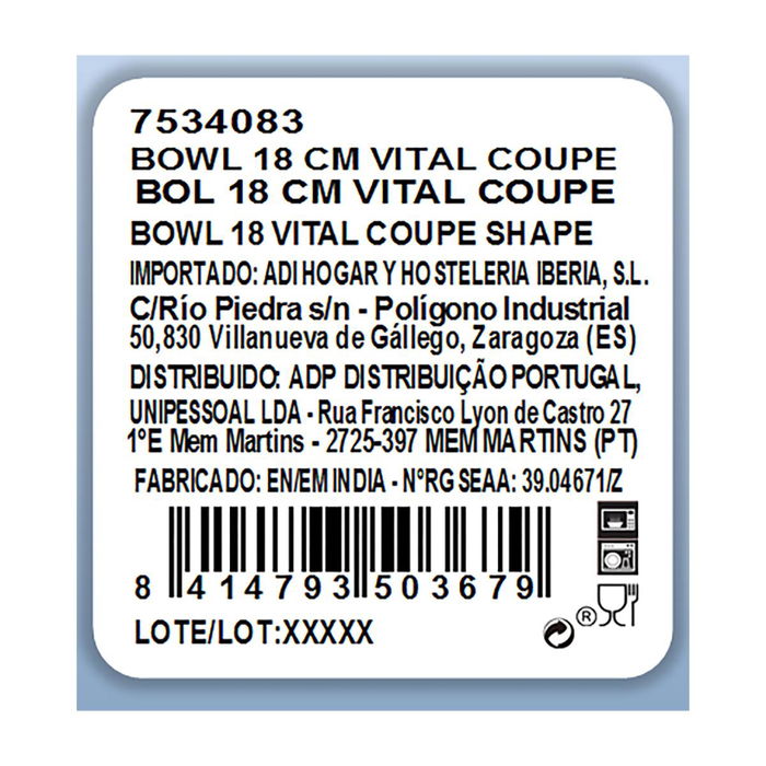 Bol Porcelana Vital Coupe Ariane 18 cm