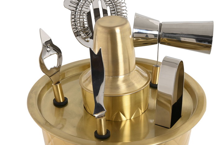 DKD Home Decor Set de Coctel 7 Piezas Inox Mate Dorado