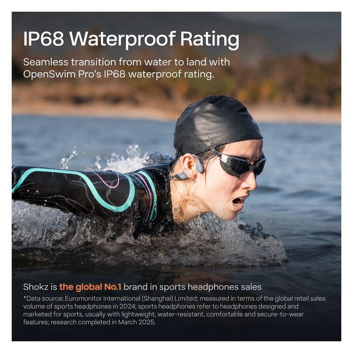 Shokz Auriculares Inalámbricos OpenSwim Pro S711 para Deportes, Conducción Ósea, Gris, 9h Autonomía
