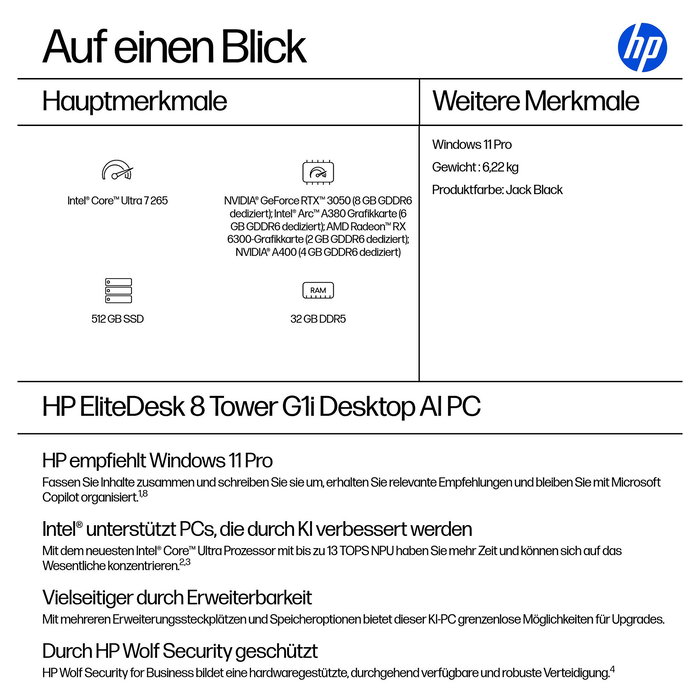 HP ELITEDESK 8 TWR G1I U7-265 Ordenador de sobremesa