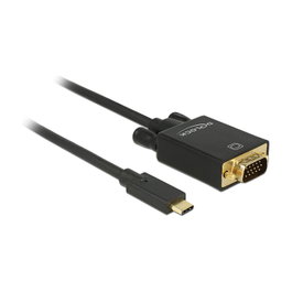 DeLOCK 85262 Cable Adaptador USB-C a VGA Macho, 2 m, Negro, 1080p Full HD 1920 x 1080, Plug and Play, para Windows y Mac