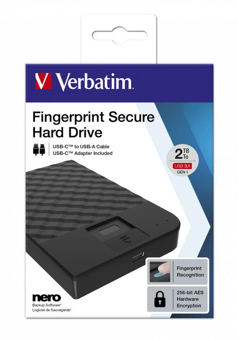 Verbatim Fingerprint Secure 2TB USB-C Verbatim Fingerprint Secure 2TB USB-C