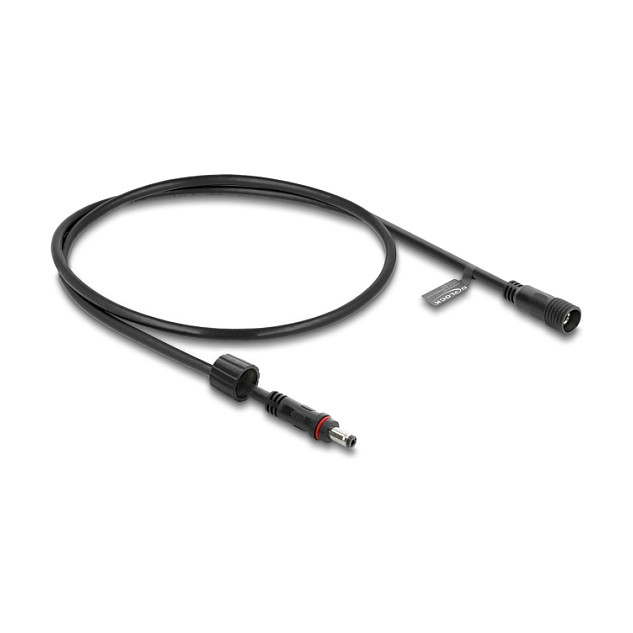 DeLOCK Cable de extensión DC 5,5 x 2,5 mm macho a hembra con rosca M12 x 1,75 mm, 0,5 m, negro DeLOCK Cable de extensión DC 5,5 x 2,5 mm macho a hembra con rosca M12 x 1,75 mm, 0,5 m, negro