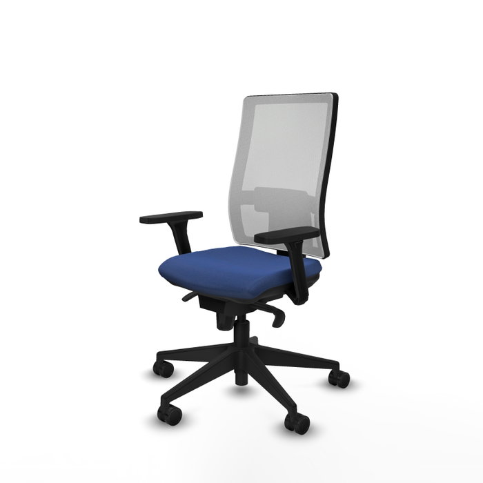 PIQUERAS Y CRESPO Silla de oficina Horna con mecanismo Sincro, Azul marino y Blanco