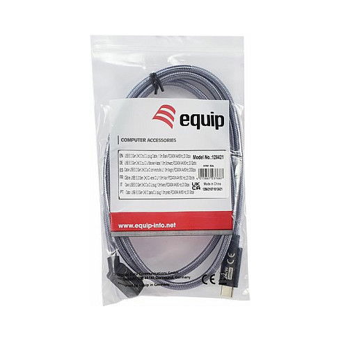 EQUIP 128421 Cable USB-C a USB-C 1m 20Gbps PD240W 4K/60Hz Trenzado Negro