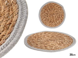 Giftdecor Tapete Natural Borde Gris Fibra Natural 35 x 35 cm (Set de 48)