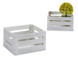 Giftdecor Caja Blanco Envejecido 16x10.5x8.5 cm Madera (Set de 60)