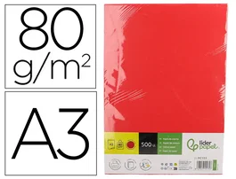 Liderpapel Papel de color Din A3 80 g Rojo intenso (500 hojas)