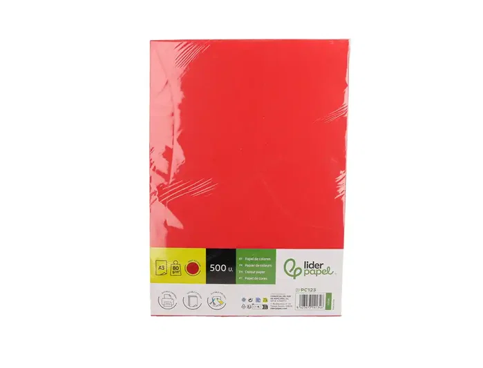 Liderpapel Papel de color Din A3 80 g Rojo intenso (500 hojas) Liderpapel Papel de color Din A3 80 g Rojo intenso (500 hojas)