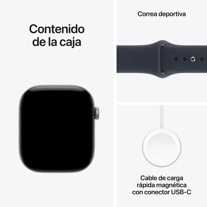 Apple Watch Series 12 GPS 46mm Gris Espacial con Correa Deportiva Azul Marino M/L