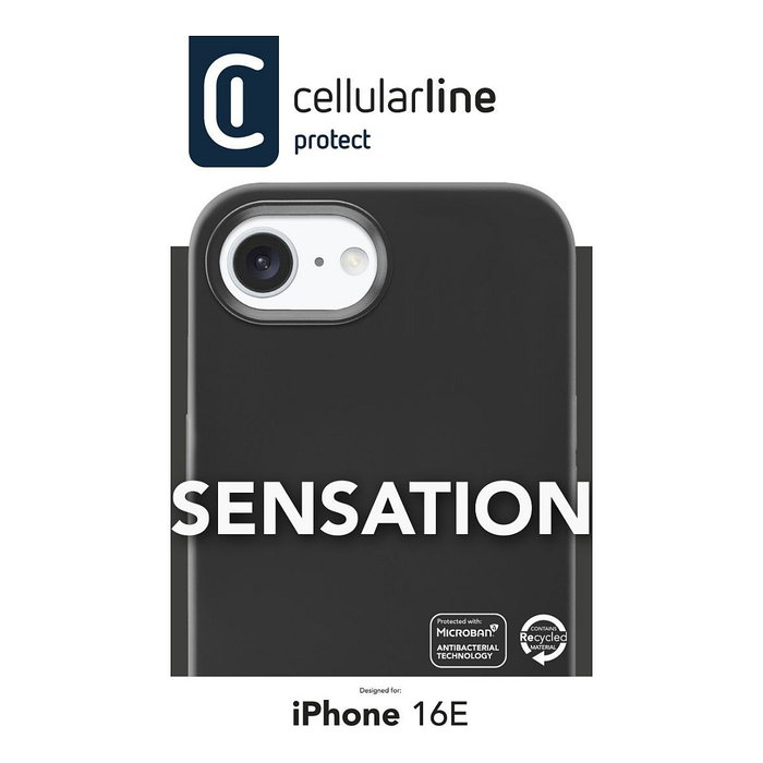 Cellularline Sensation Funda para Apple iPhone 16e / 17e Negro Silicona Antibacteriana Microban Cellularline Sensation Funda para Apple iPhone 16e / 17e Negro Silicona Antibacteriana Microban