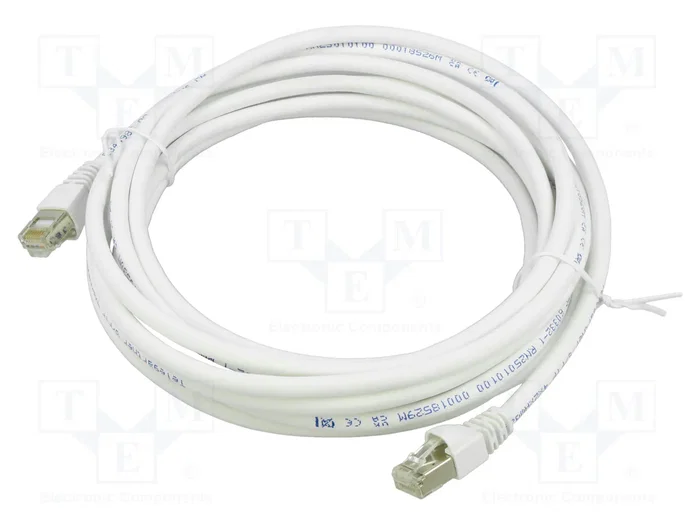 TELEGÄRTNER Patch cord S/FTP Cat 6a RJ45 5m Blanco